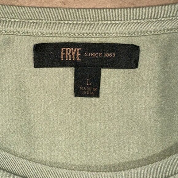 FRYE Olive Green Knit Top, Ruffled Sleeve, Large - Picture 7 of 7